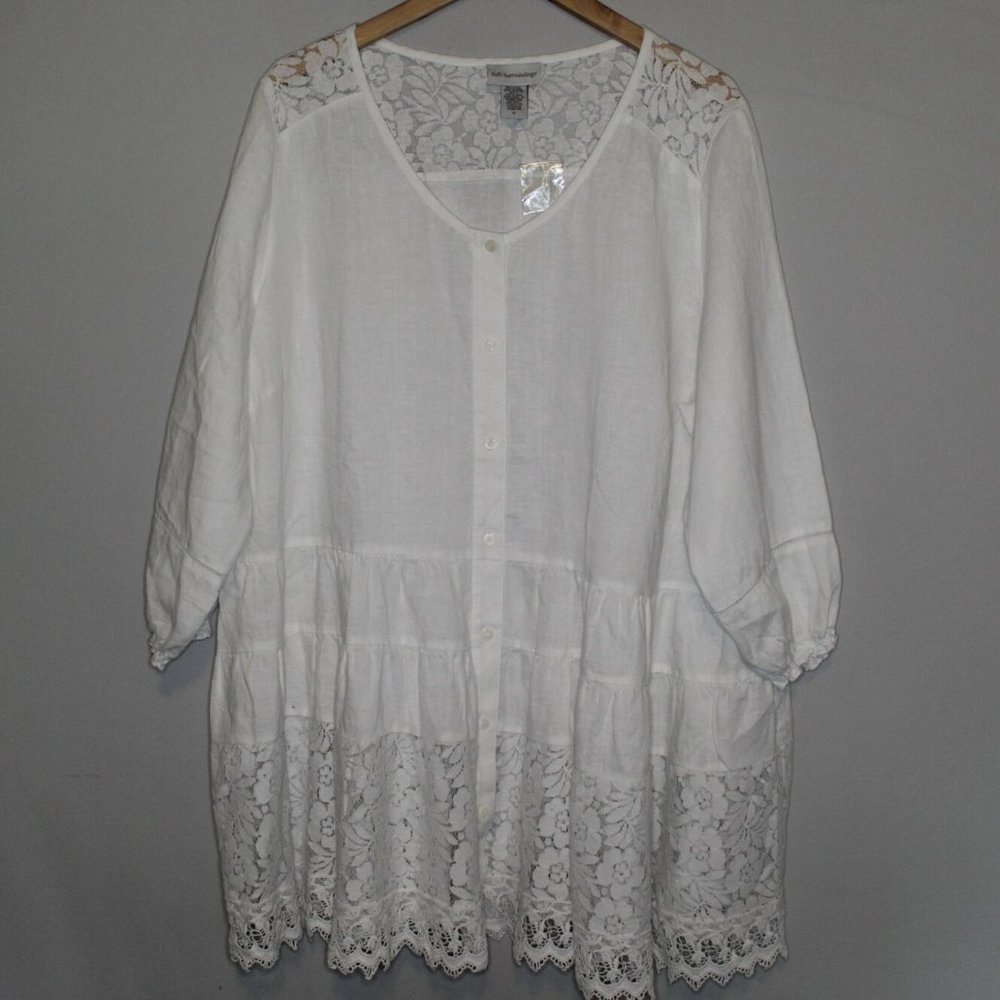 NWOT Soft Surroundings Linen Lace Tunic H10396 - Picture 3 of 9